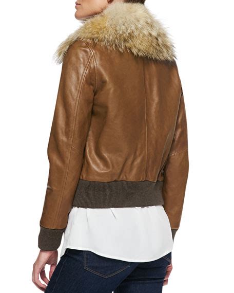 michael kors fur trimmed bomber jacket|michael kors bomber jacket men.